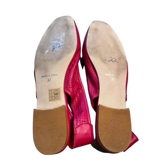 Anthropologie Farylrobin Kymeni Slingback Flats Pink Perforated Leather Size 37 - Picture 8 of 8
